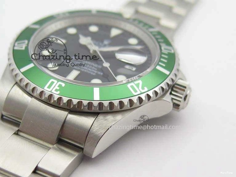 MiroTime 0523 SoftTouch Submariner 16610LV SS Green Metal Bezel JF 1:1 Best Edition Black Dial On SS Bracelet SH 3755